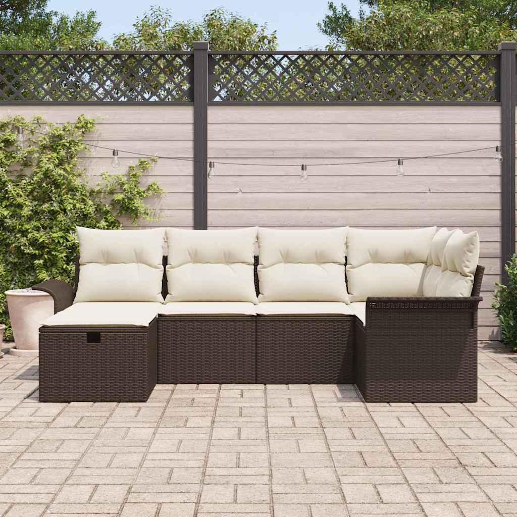 Gartensofa-set mit Kissen mit Speicher 6 pcs Poly Rattan