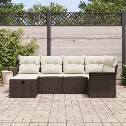 Gartensofa-set mit Kissen mit Speicher 6 pcs Poly Rattan