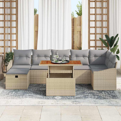 Garten-Sofa-Set 8 pcs Beige Poly-Rattan