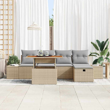Garten-Sofa-Set 6 pcs Beige Poly-Rattan