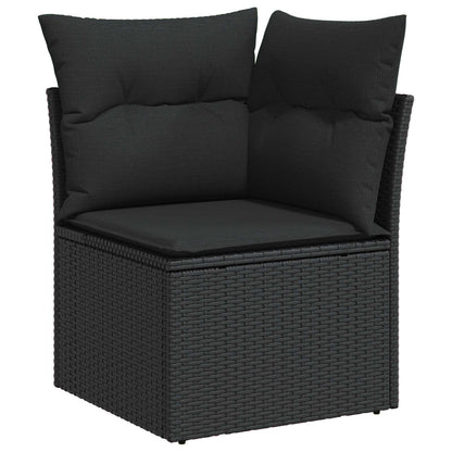 Gartensofa-set mit Kissen 11 pcs Schwarz Poly Rattan