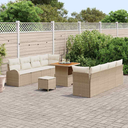 Gartensofa-set mit Kissen 11 pcs Beige Poly-Rattan