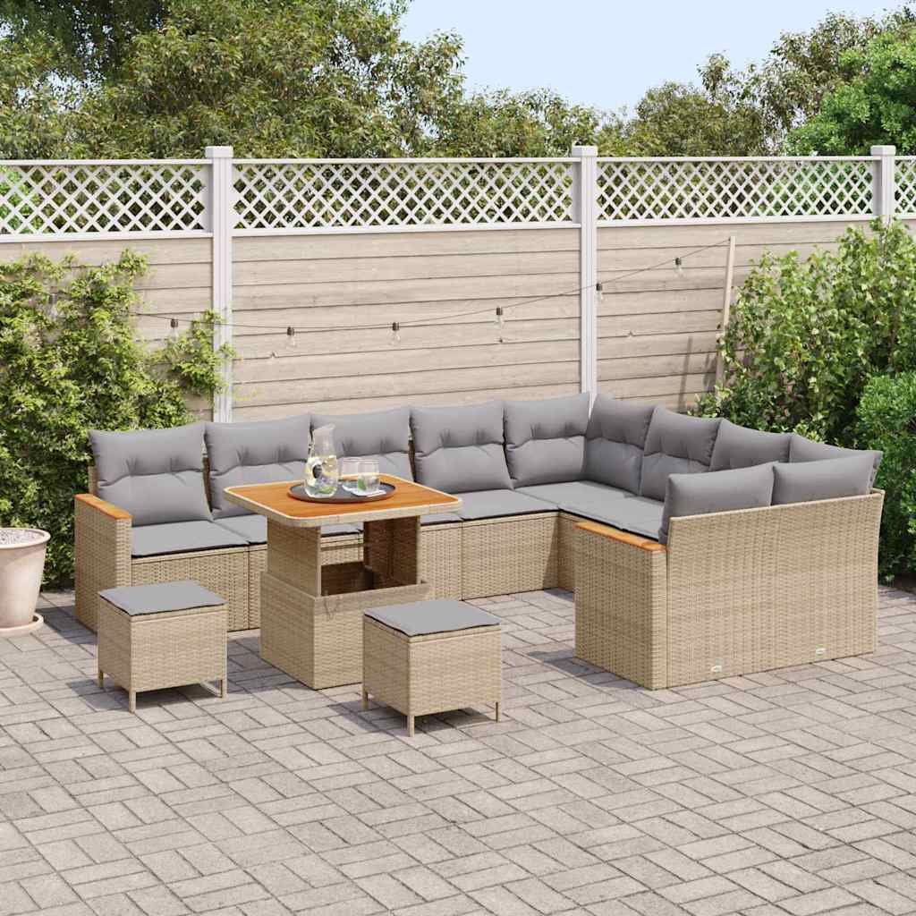 Gartensofa-set 12 pcs Beige Poly-Rattan