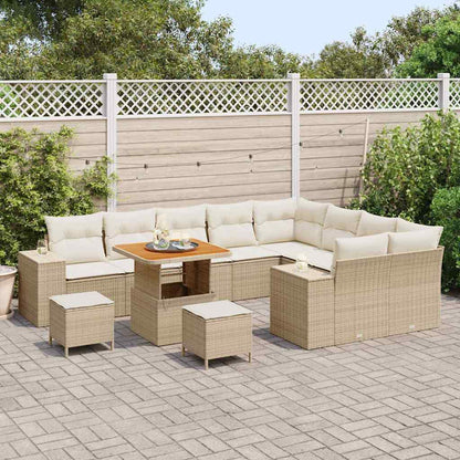 Garten-Sofa-Set mit Kissen mit Speicher 12 pcs Beige und Creme