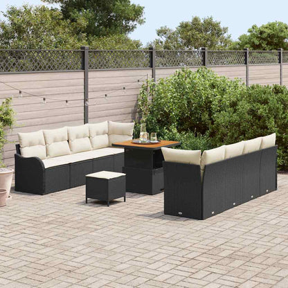 Garten-Sofa-Set mit Kissen mit Kissen 11 pcs Schwarz und Creme
