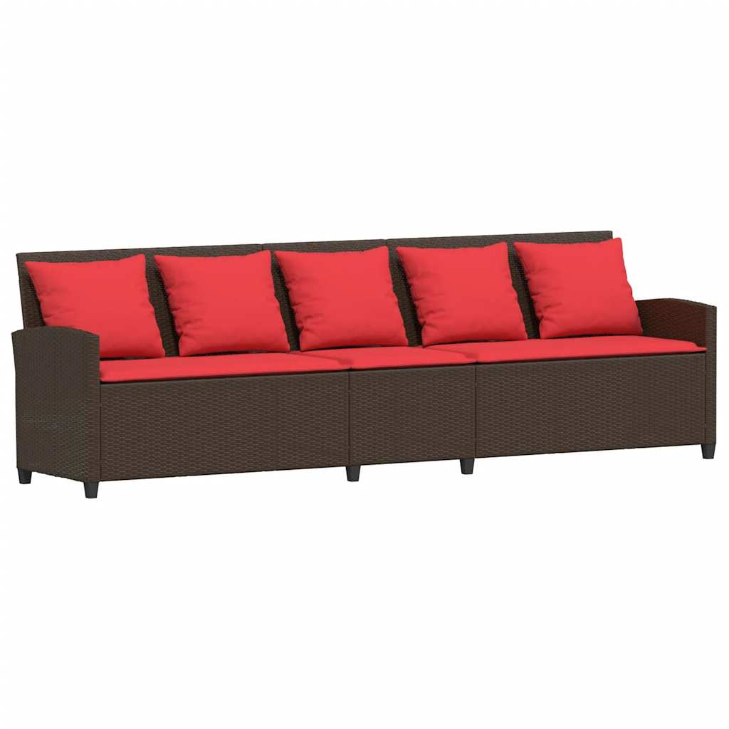 Gartensofa mit Kissen Braun Poly Rattan