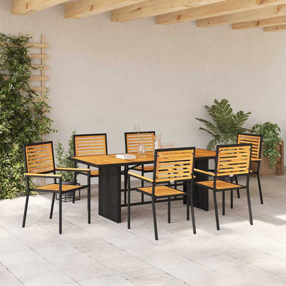 Garten Essgruppe 7 pcs Schwarz und Braun Poly-Rattan