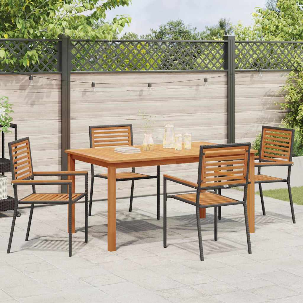 Garten Essgruppe 5 pcs Schwarz Massivholz Akazie