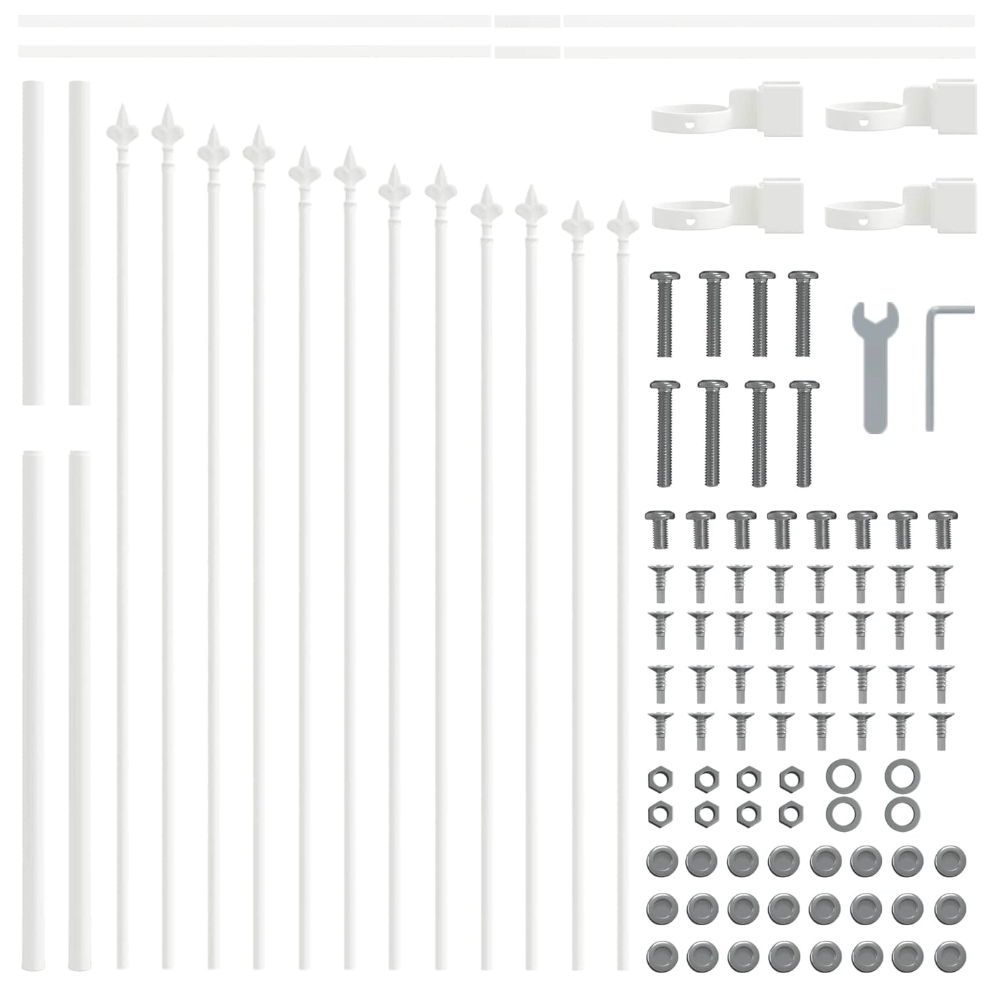 Gartenzaun 7 pcs Weiß 170 x 140 cm Pulverbeschichteter Stahl