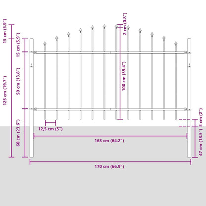 Gartenzaun 7 pcs Weiß 170 x 140 cm Pulverbeschichteter Stahl