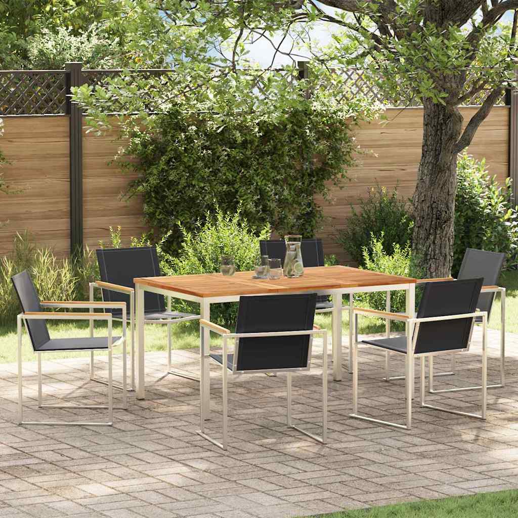 Garten Essgruppe 7 pcs Braun Massivholz Teak