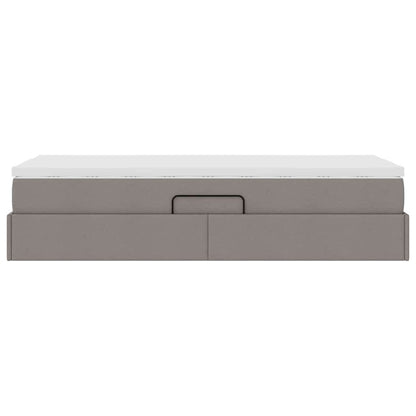 Aufbewahrungsbett mit Matratze Taupe 100 x 200 cm Polyester