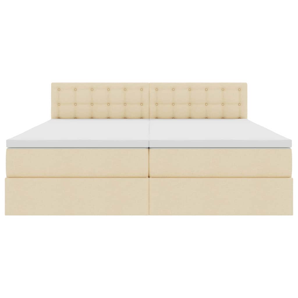 Aufbewahrungsbett mit Matratze Creme 200 x 200 cm Kunstleder