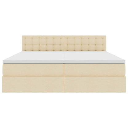 Aufbewahrungsbett mit Matratze Creme 200 x 200 cm Kunstleder