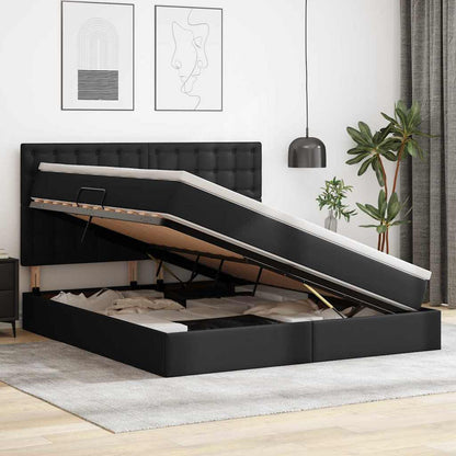 Aufbewahrungsbett mit Matratze Schwarz 180 x 200 cm Kunstleder