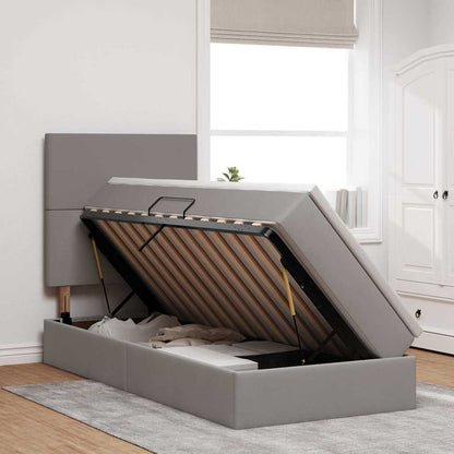 Aufbewahrungsbett mit Matratze Taupe 90 x 200 cm Polyester