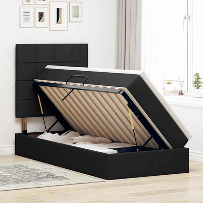 Aufbewahrungsbett mit Matratze Schwarz 100 x 200 cm Polyester