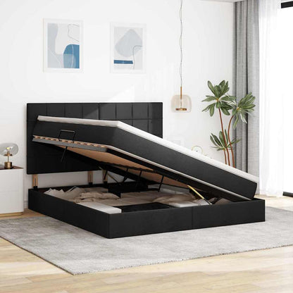 Aufbewahrungsbett mit Matratze Schwarz 180 x 200 cm Polyester