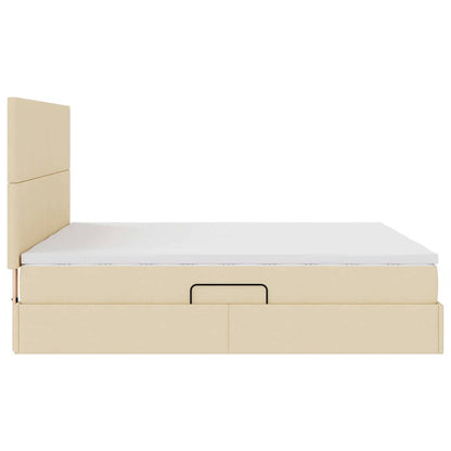 Aufbewahrungsbett mit Matratze Creme 180 x 200 cm Kunstleder