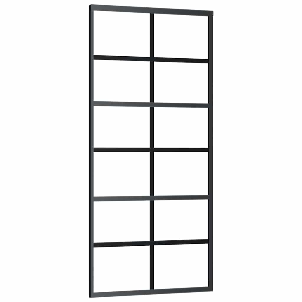 Schiebetür mit Beschlag Schwarz 90x205 cm ESG-Glas