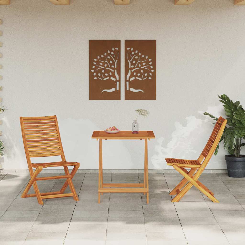 Klapp Bistro Set 3 pcs Braun Massivholz Akazie