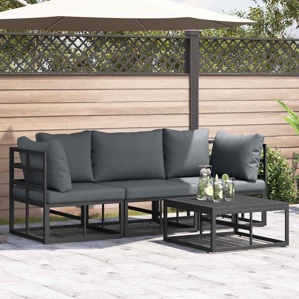 Gartensofa-set 4 pcs Schwarz Metall