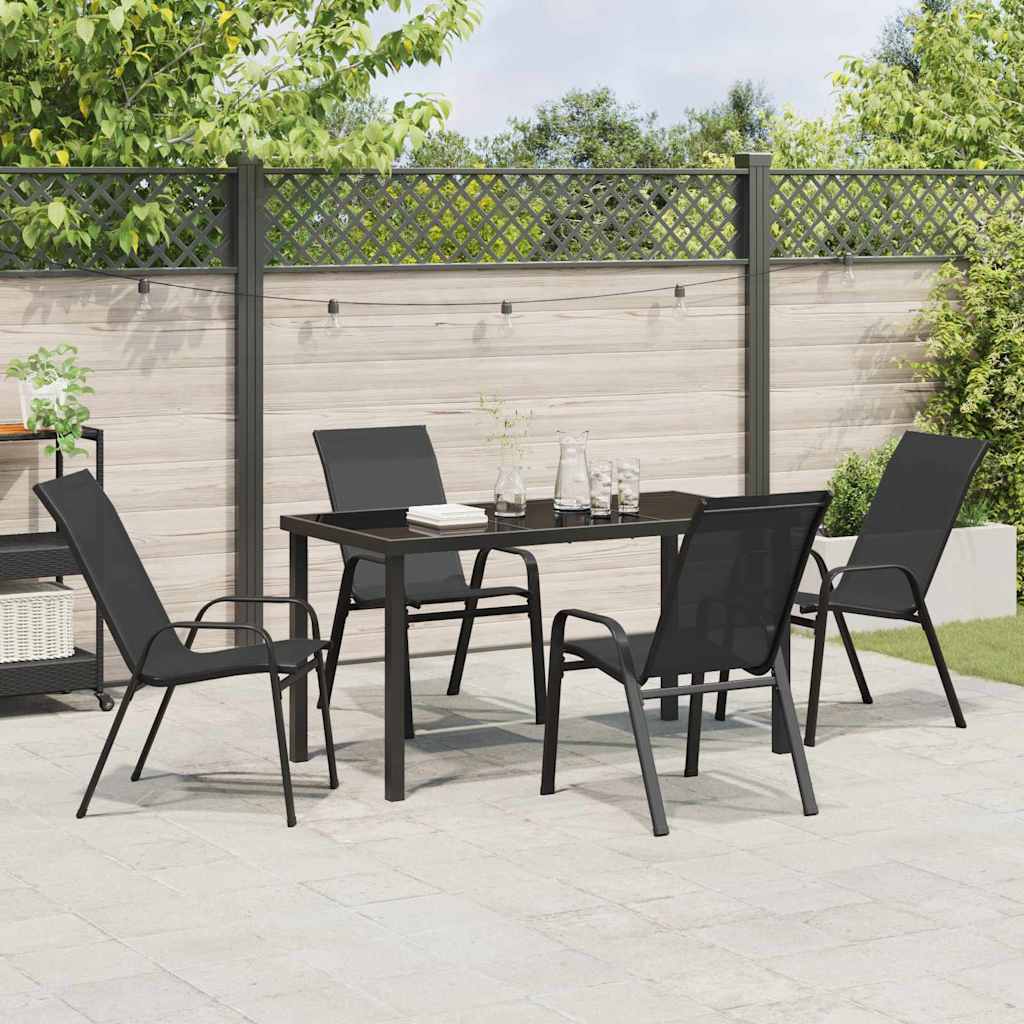 Garten Essgruppe 5 pcs Schwarz Pulverbeschichteter Stahl