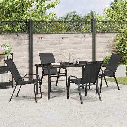 Garten Essgruppe 5 pcs Schwarz Pulverbeschichteter Stahl