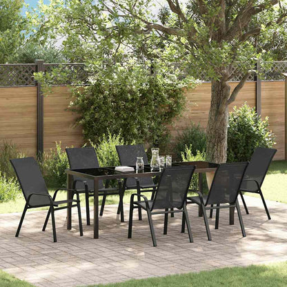 Garten Essgruppe 7 pcs Schwarz Pulverbeschichteter Stahl