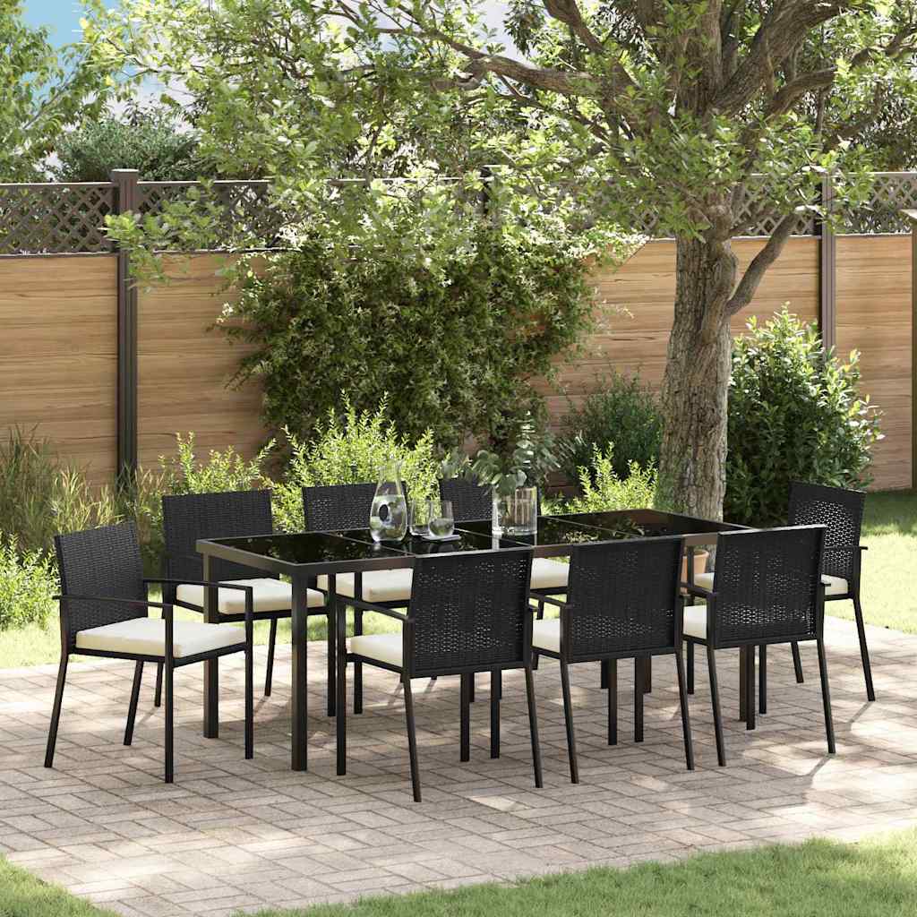 Garten Essgruppe 9 pcs Schwarz Pulverbeschichteter Stahl