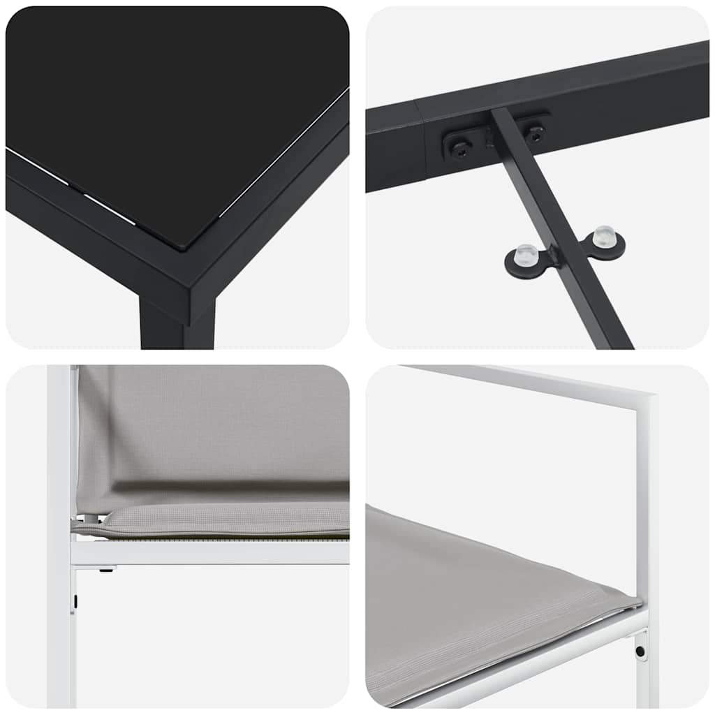 Garten Essgruppe 9 pcs Weiß Pulverbeschichteter Stahl