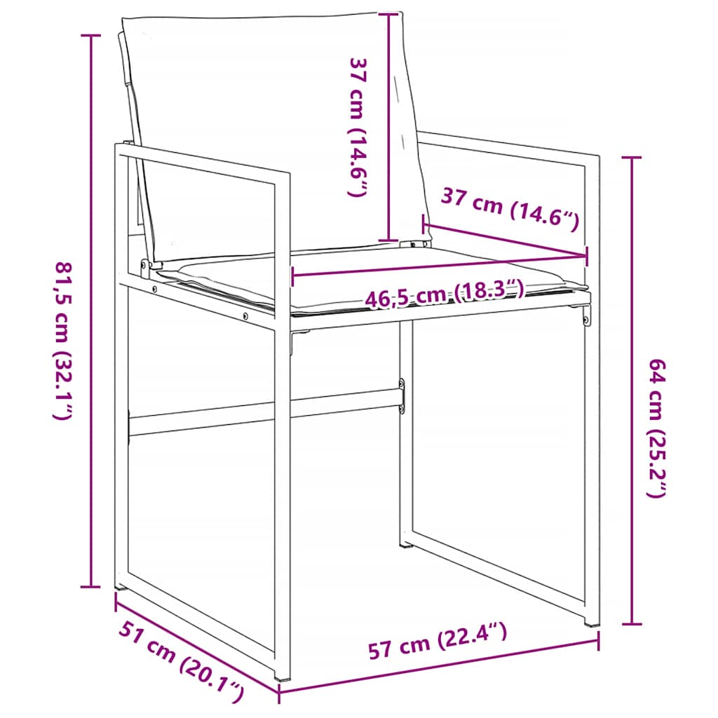 Garten Essgruppe 9 pcs Weiß Pulverbeschichteter Stahl