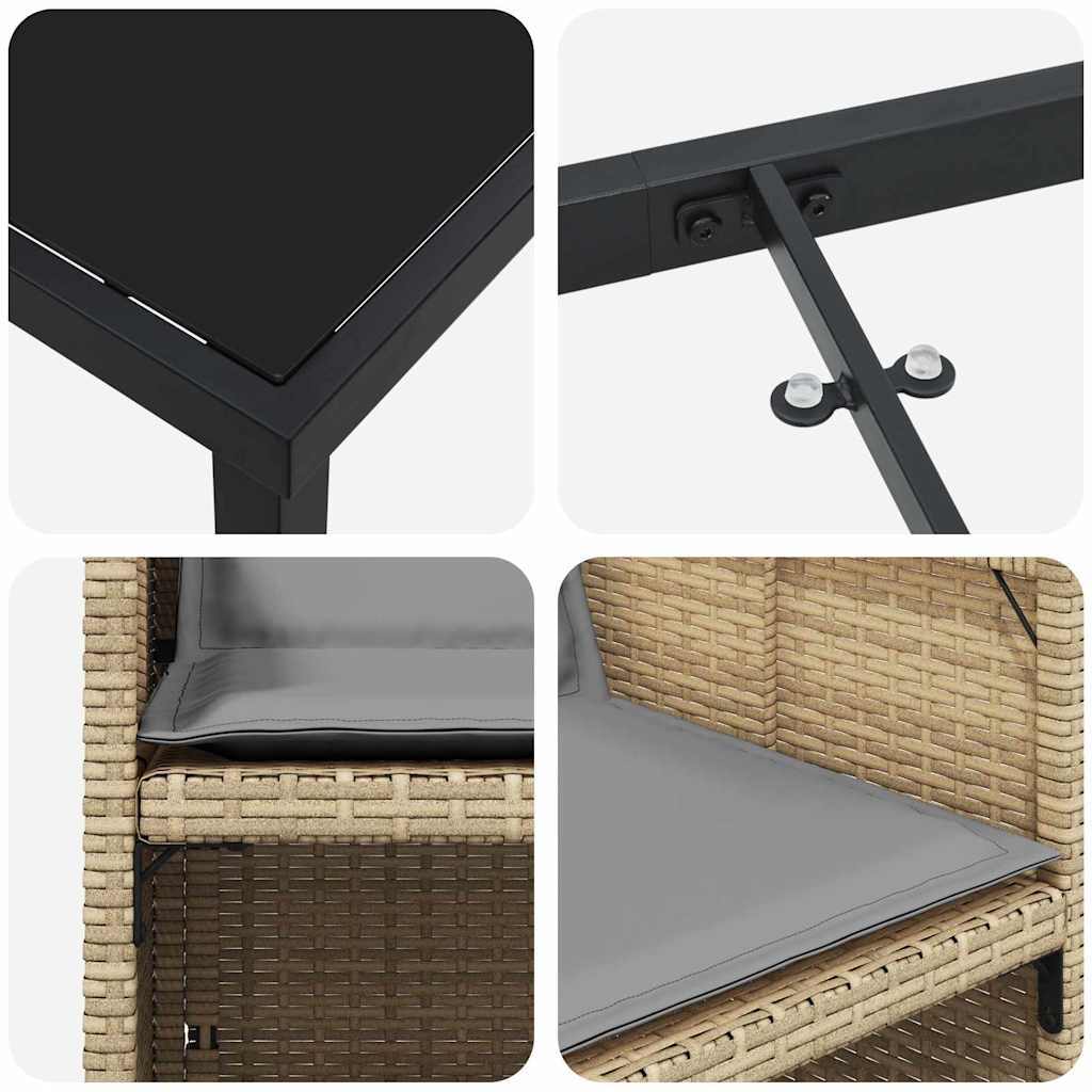 Garten Essgruppe mit Kissen 5 pcs Beige Poly-Rattan