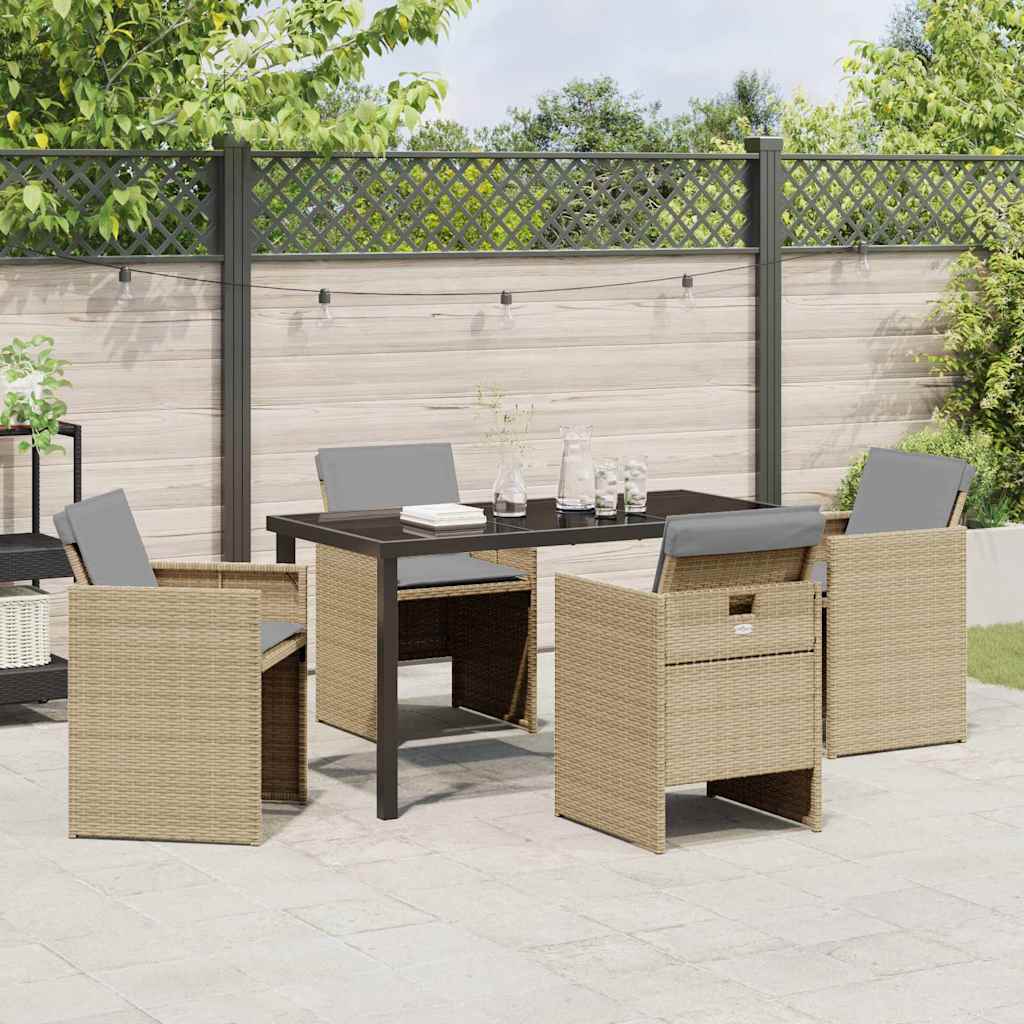 Garten Essgruppe mit Kissen 5 pcs Beige Poly-Rattan