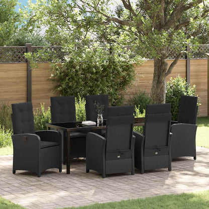 Garten Essgruppe mit Kissen 7 pcs Schwarz Poly-Rattan