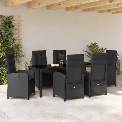 Garten Essgruppe mit Kissen 7 pcs Schwarz Poly-Rattan
