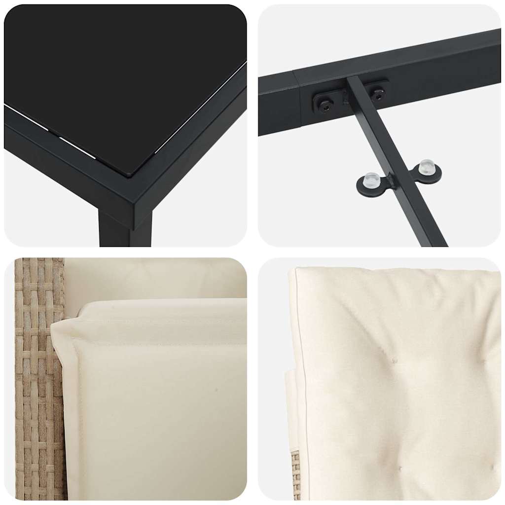 Garten Essgruppe mit Kissen 7 pcs Beige Poly-Rattan