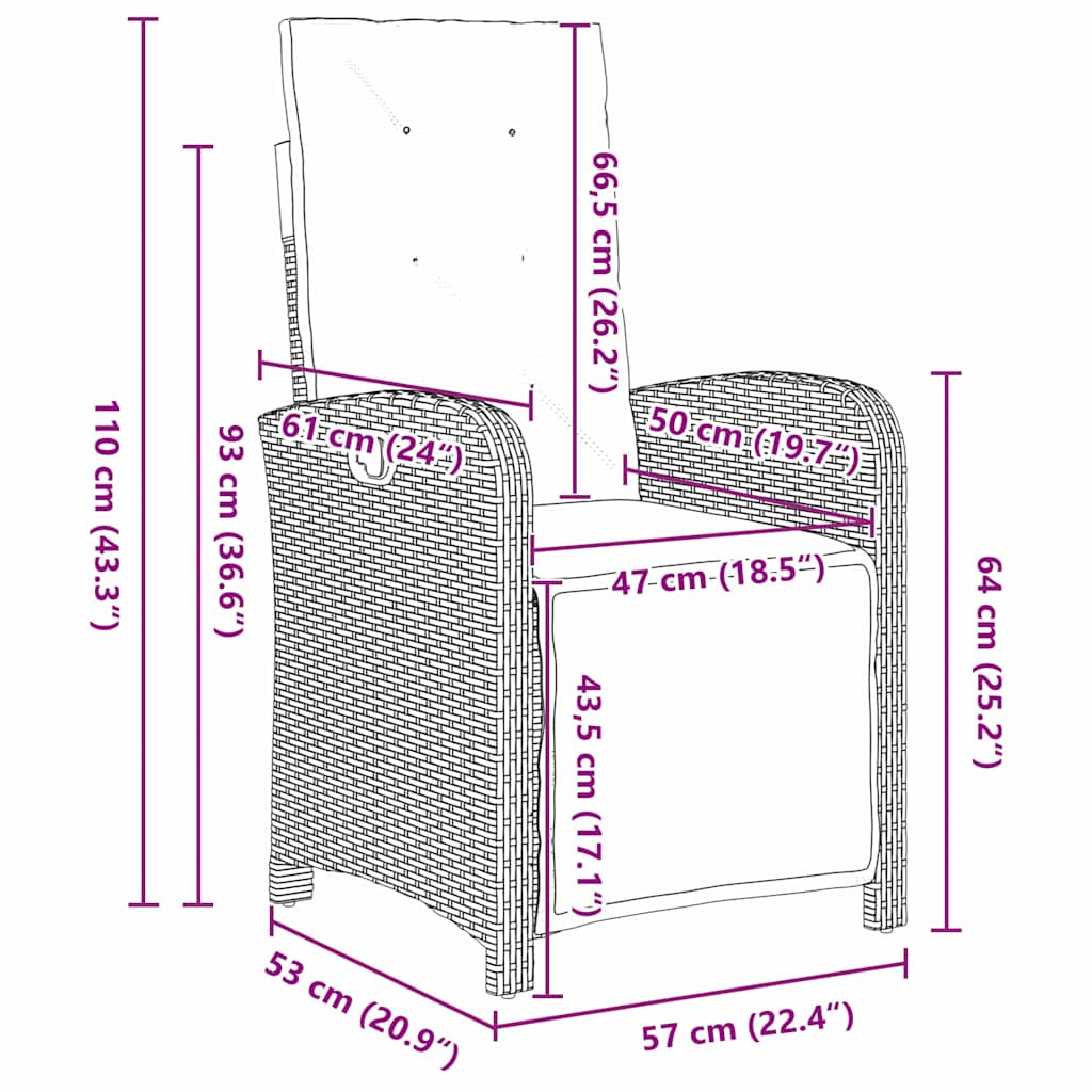 Garten Essgruppe mit Kissen 7 pcs Beige Poly-Rattan