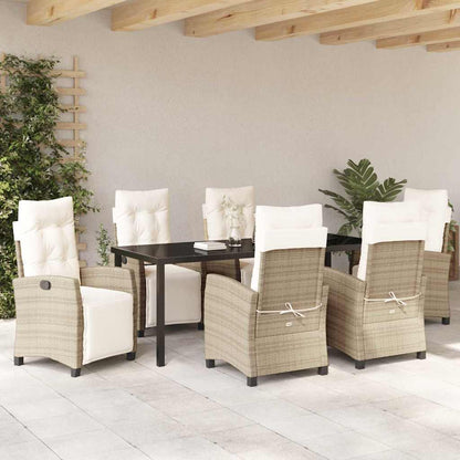 Garten Essgruppe mit Kissen 7 pcs Beige Poly-Rattan