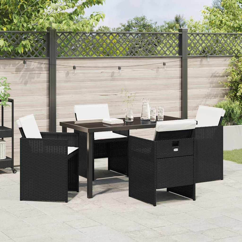 Garten Essgruppe 5 pcs Schwarz Poly-Rattan