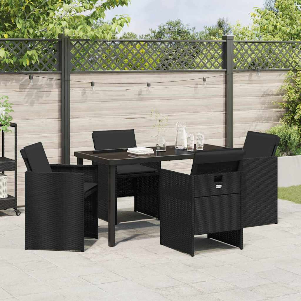 Garten Essgruppe 5 pcs Schwarz Poly-Rattan
