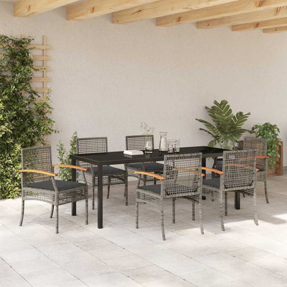 Garten Essgruppe 7 pcs Grau Poly-Rattan