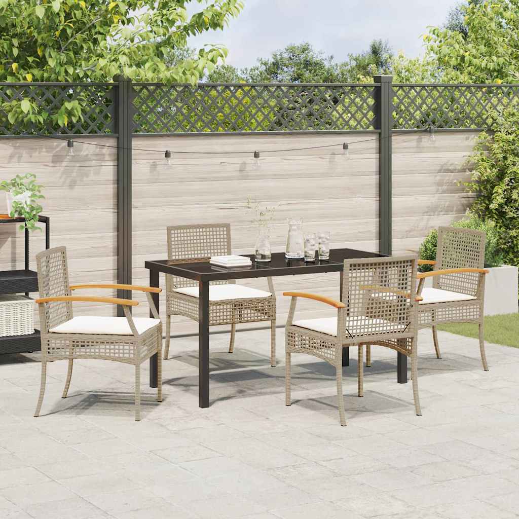 Garten Essgruppe 5 pcs Beige Poly-Rattan