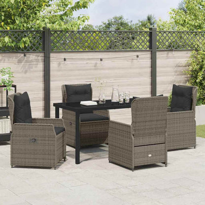 Garten Essgruppe 5 pcs Grau Poly-Rattan