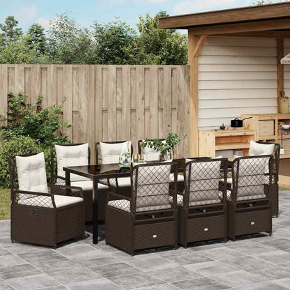 Garten Essgruppe 9 pcs Braun Poly-Rattan