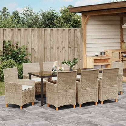Garten Essgruppe 9 pcs Beige Poly-Rattan