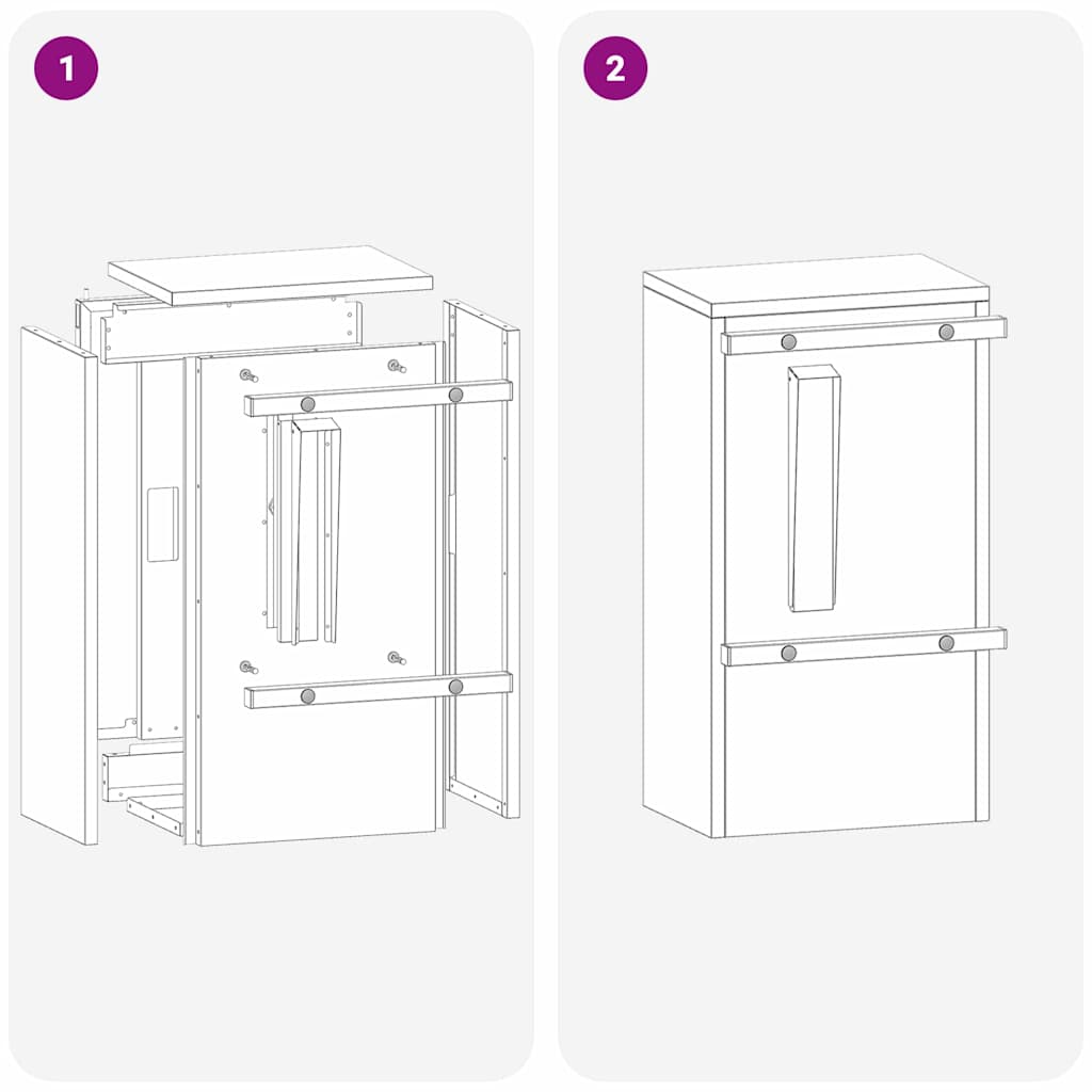 Briefkasten mit Speicher mit Tür Weiß 30 x 20 x 55 cm Stahl