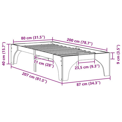 Bettrahmen Braun 80 x 200 cm Massives Kiefernholz