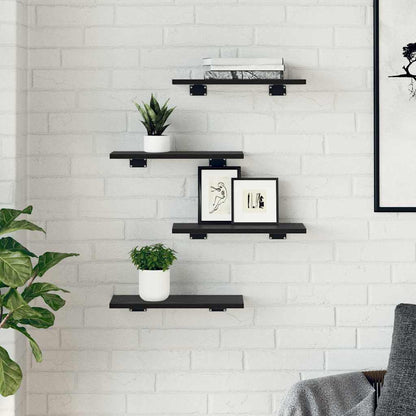 Regalbrett 4 pcs Schwarz 40 x 20 x 1,5 cm Holzwerkstoff