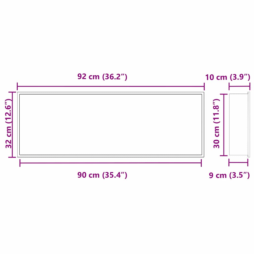 Duschnische Schwarz 90 x 30 x 9,5 cm Edelstahl